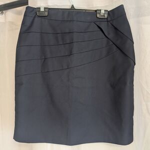 Classic Navy Pleated Detail Pencil Skirt - Women